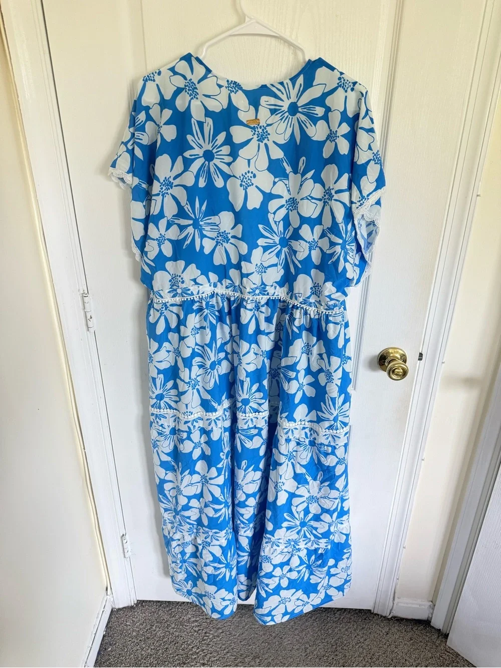 Palmacea Swimwear Blue & White Floral Maxi Swim Coverup